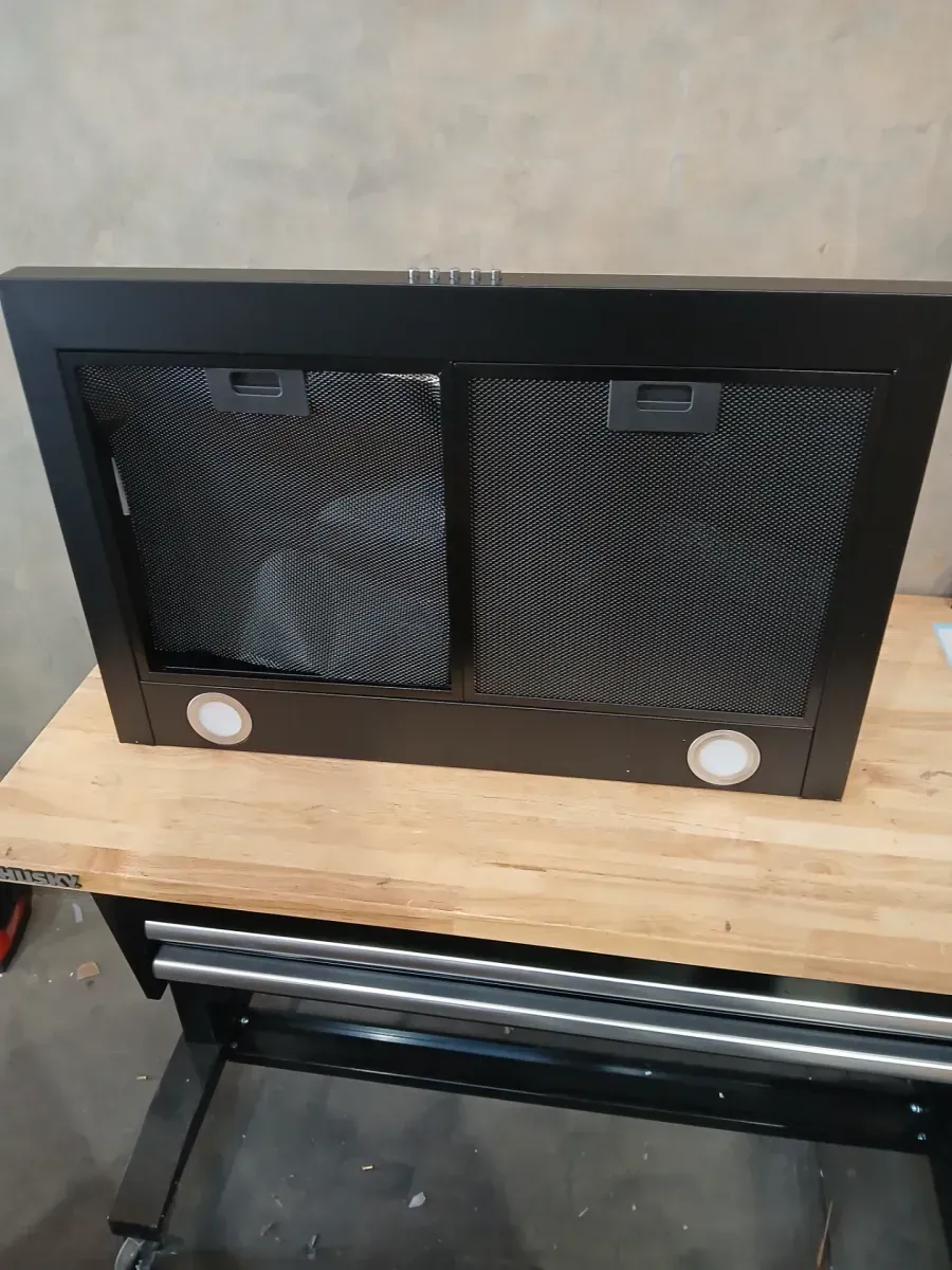 Black Wall-Mounted Chimney Style Range Hood with Charcoal Filters - image 3