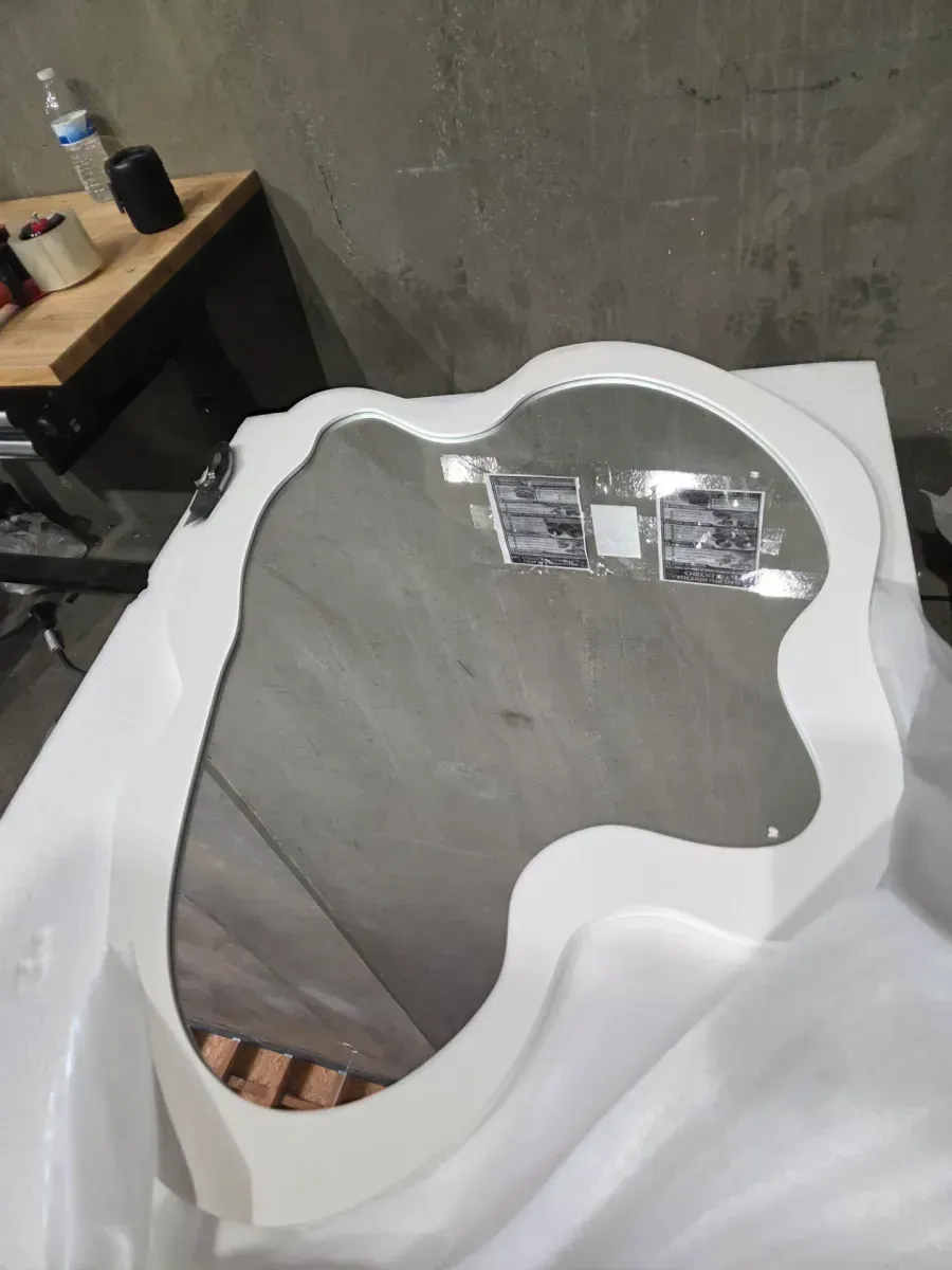 Asymmetrical Irregular Wall Mirror with White Frame - image 2