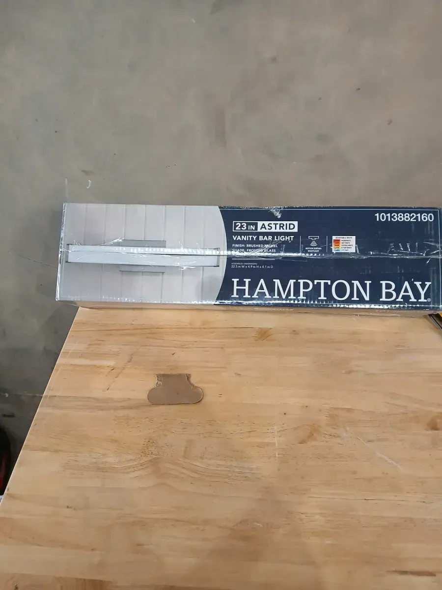 Astrid 23 in. 1-Light Brushed Nickel LED 5CCT Vanity Light with Frosted Glass and Sensor Operated Night Light - image 2