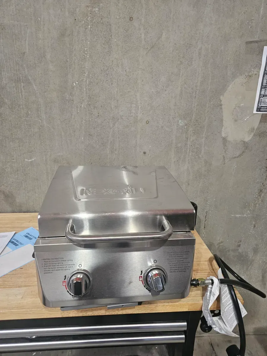 20,000 BTU Portable Propane Grill in Stainless Steel with Top Thermometer and Extra Flame Rod - image 2