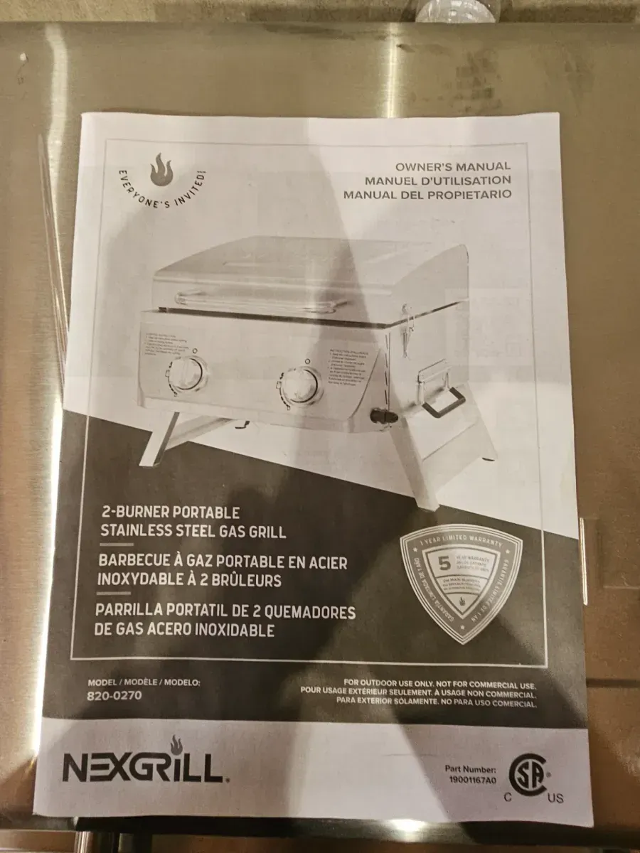 20,000 BTU Portable Propane Grill in Stainless Steel with Top Thermometer and Extra Flame Rod - image 3