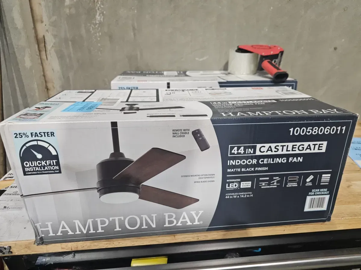 Castlegate 44 in. Indoor Integrated LED Matte Black Ceiling Fan with 3 Reversible Blades, Light Kit and Remote Control - image 2