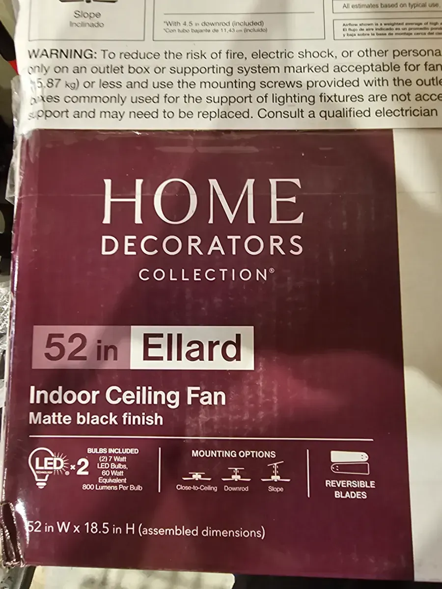 Ellard 52 in. LED Indoor Matte Black Ceiling Fan with Light  - image 2