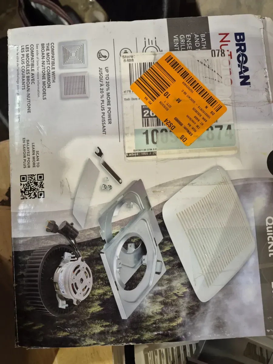 Broan-NuTone QuicKit 60 CFM 3.0 Sones Bathroom Replacement Motor and Grille/Cover - image 2