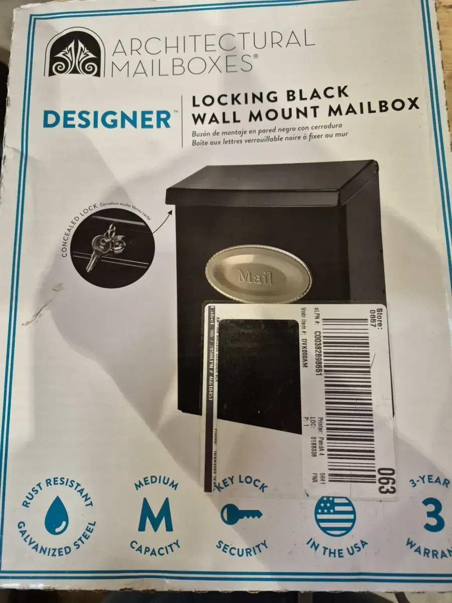 Designer Black with Satin Nickel, Medium, Steel, Locking, Wall Mount Mailbox - image 2