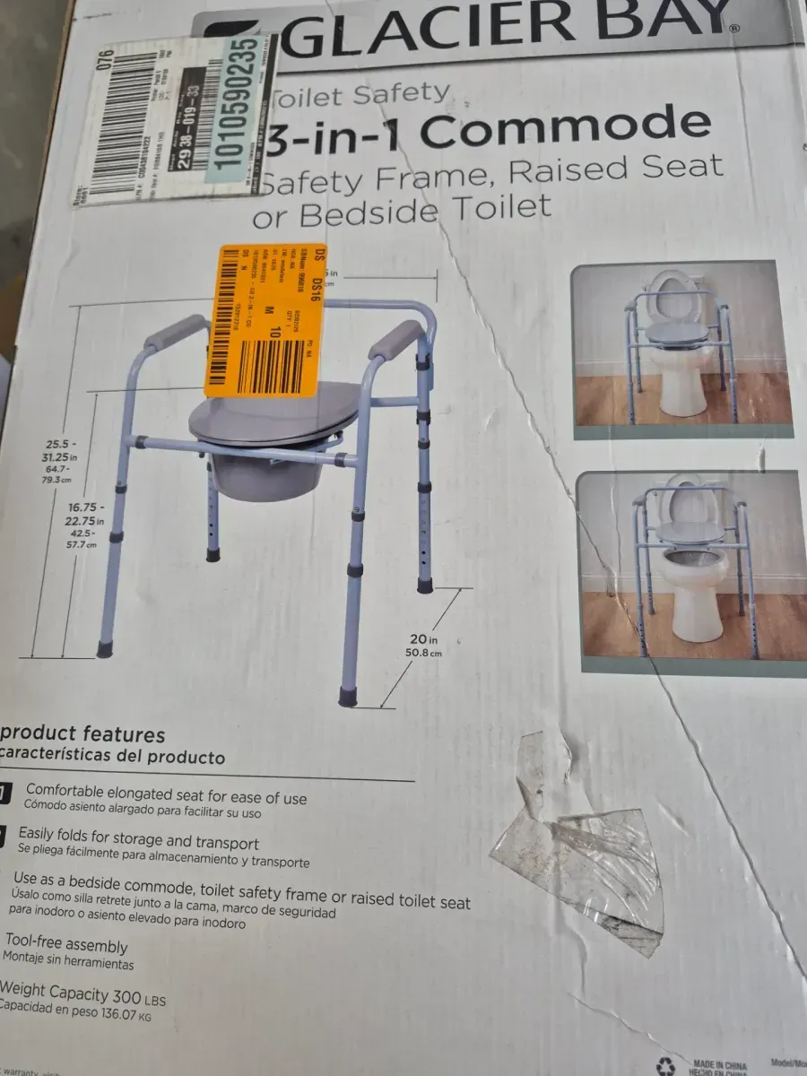 3-in-1 Steel Folding Bedside Commode Toilet Seat - image 2