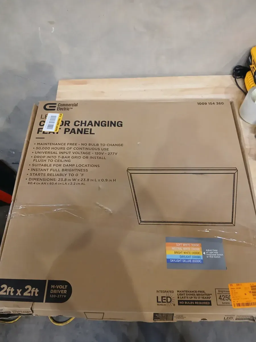 1-Pack 2 ft. x 2 ft. 4250 Lumens Non-Dimmable Integrated LED Flat Panel Ceiling Flush Mount Fixture Selectable 5CCT - image 2