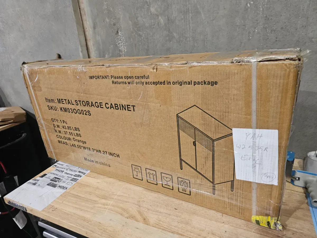 Orange 3 Tier 47.24 in. H Metal Storage Cabinet with Adjustable Shelves 2 Door Metal Locker Style Accent Storage Cabinet - image 4