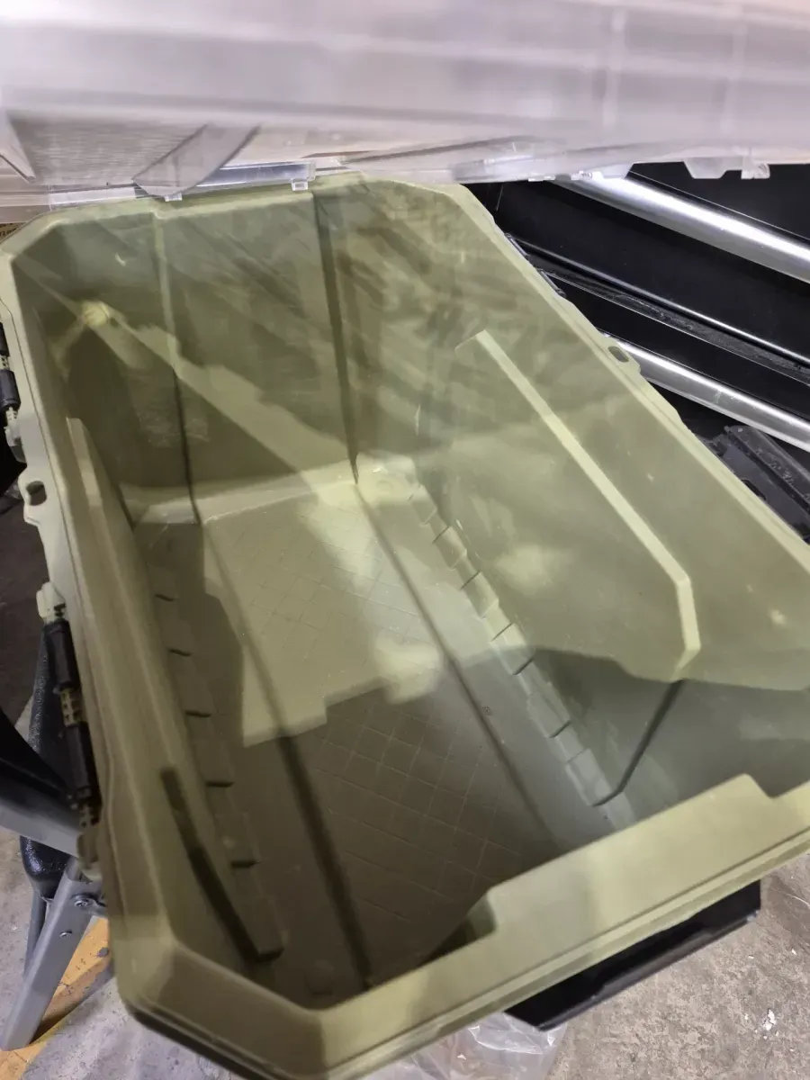 Husky 20 Gal. Professional Heavy Duty Waterproof Stackable Plastic Storage Container with Hinged Lid in Army Green (2-Pack) - image 3