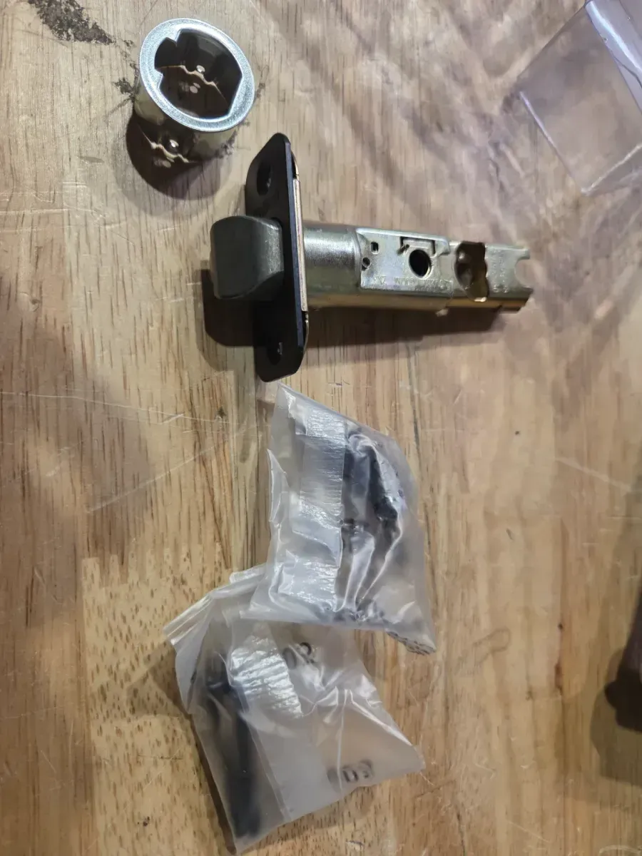 Halifax Square Matte Black Bed/Bath Door Handle with Lock (4-Pack) - image 4