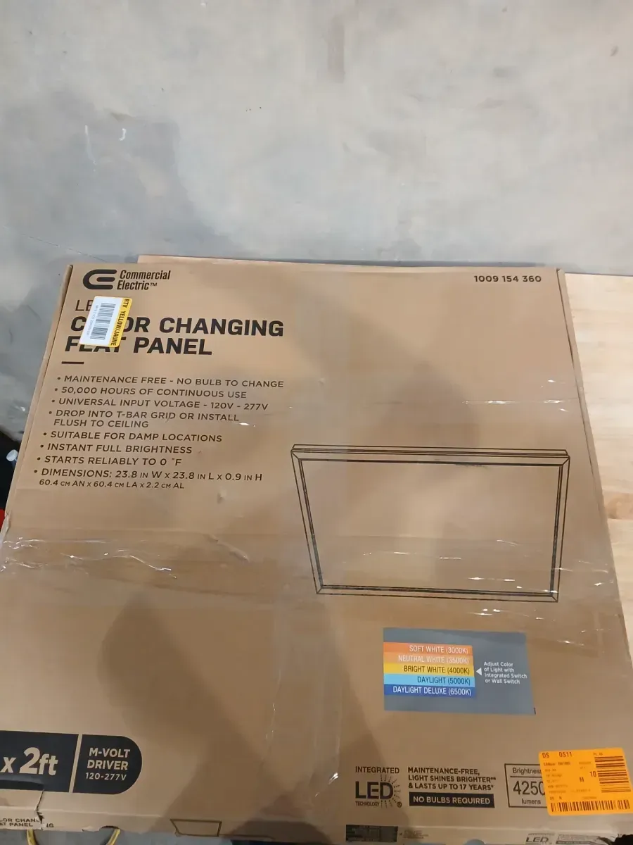 1-Pack 2 ft. x 2 ft. 4250 Lumens Non-Dimmable Integrated LED Flat Panel Ceiling Flush Mount Fixture Selectable 5CCT - image 2