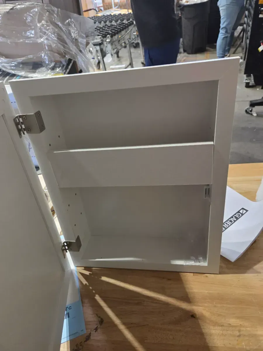 Glacier Bay 15-1/4 in. W x 19-3/8 in. H Rectangular Framed Recessed or Surface-Mount Bathroom Medicine Cabinet with Mirror, White - image 4