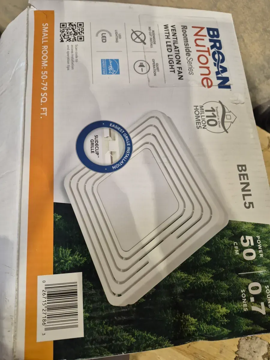 Broan-NuTone Roomside Series, White, 50 CFM, No Cut- Roomside Installation Bathroom Fan with Light, ENERGY STAR, Bathroom Exhaust Fan - image 2