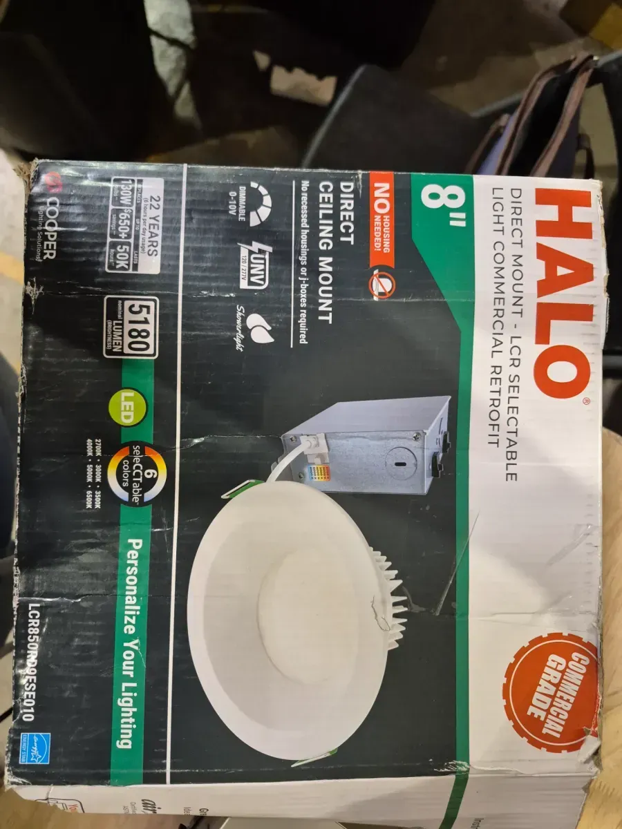 LCR8 8 in. Soft White Selectable CCT Integrated LED Recessed Light with Round Surface Mount White Trim Retrofit Module - image 2