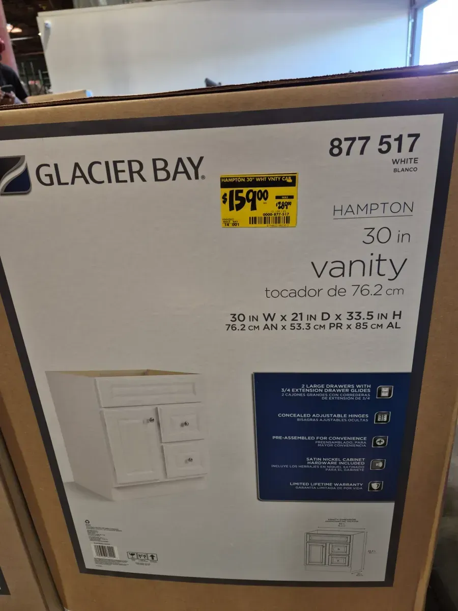 Glacier Bay Hampton 30 in. W x 21 in. D x 33.5 in. H Bath Vanity Cabinet without Top in White - image 2