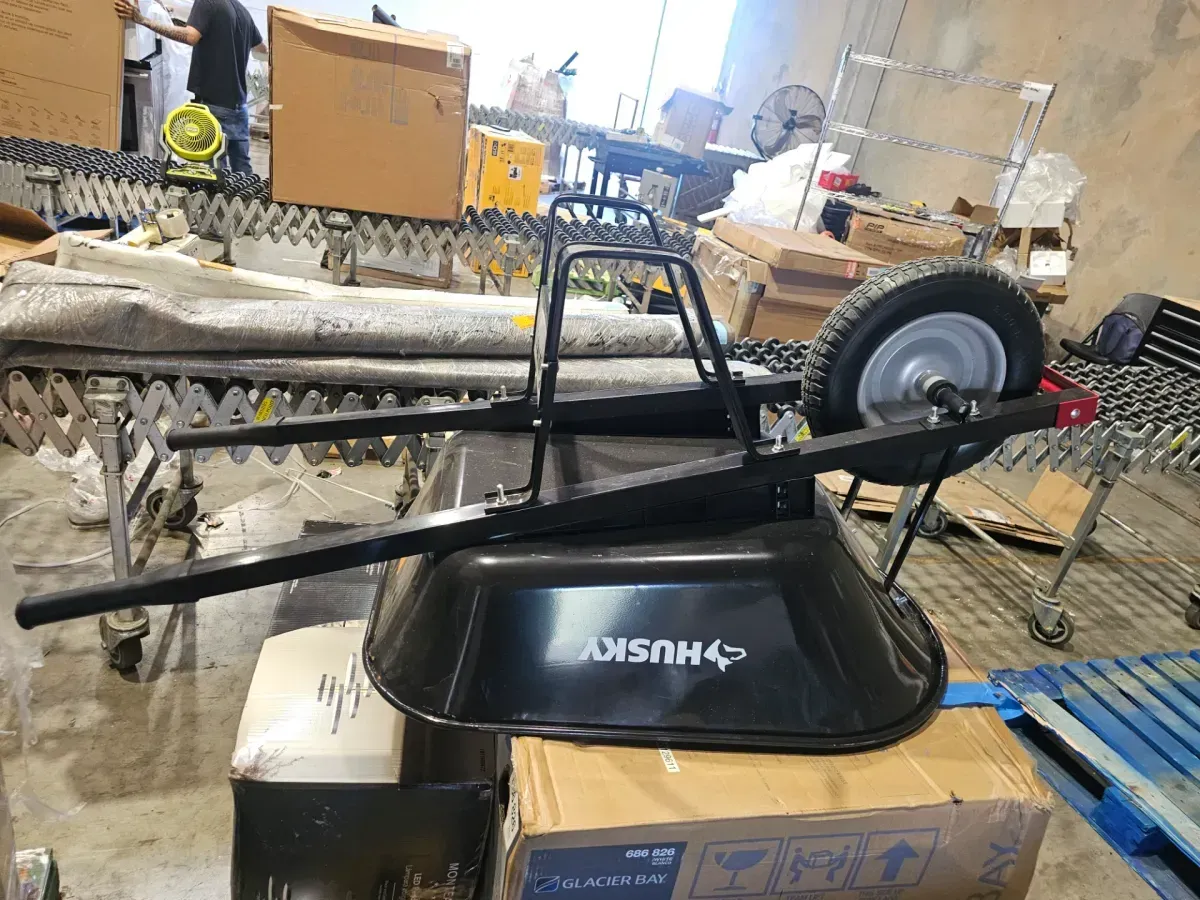 Husky 6 cu. ft. Steel Wheelbarrow with 8 in. Flat-Free Tires - image 4