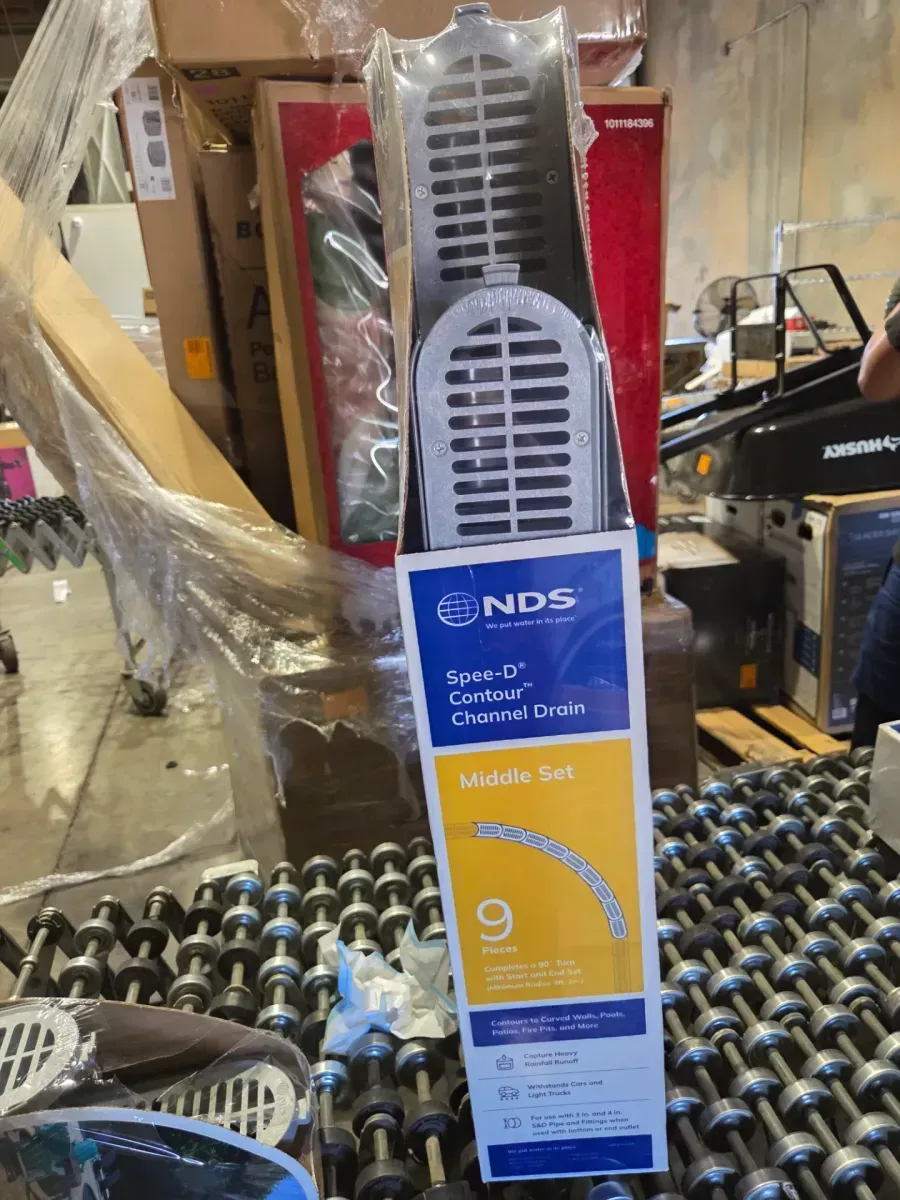 4" Spee-D Contour Channel Drain Middle Section and Gray Grate 9 Piece Kit - image 2