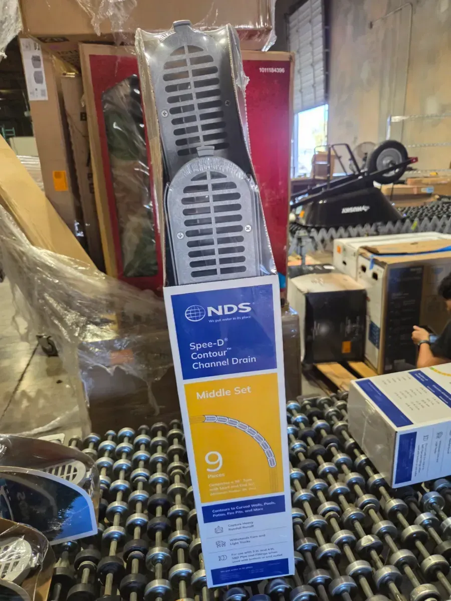 4" Spee-D Contour Channel Drain Middle Section and Gray Grate 9 Piece Kit - image 2