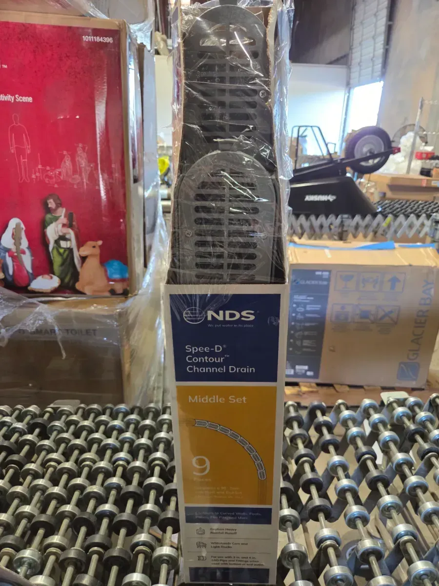 4" Spee-D Contour Channel Drain Middle Section and Gray Grate 9 Piece Kit - image 4