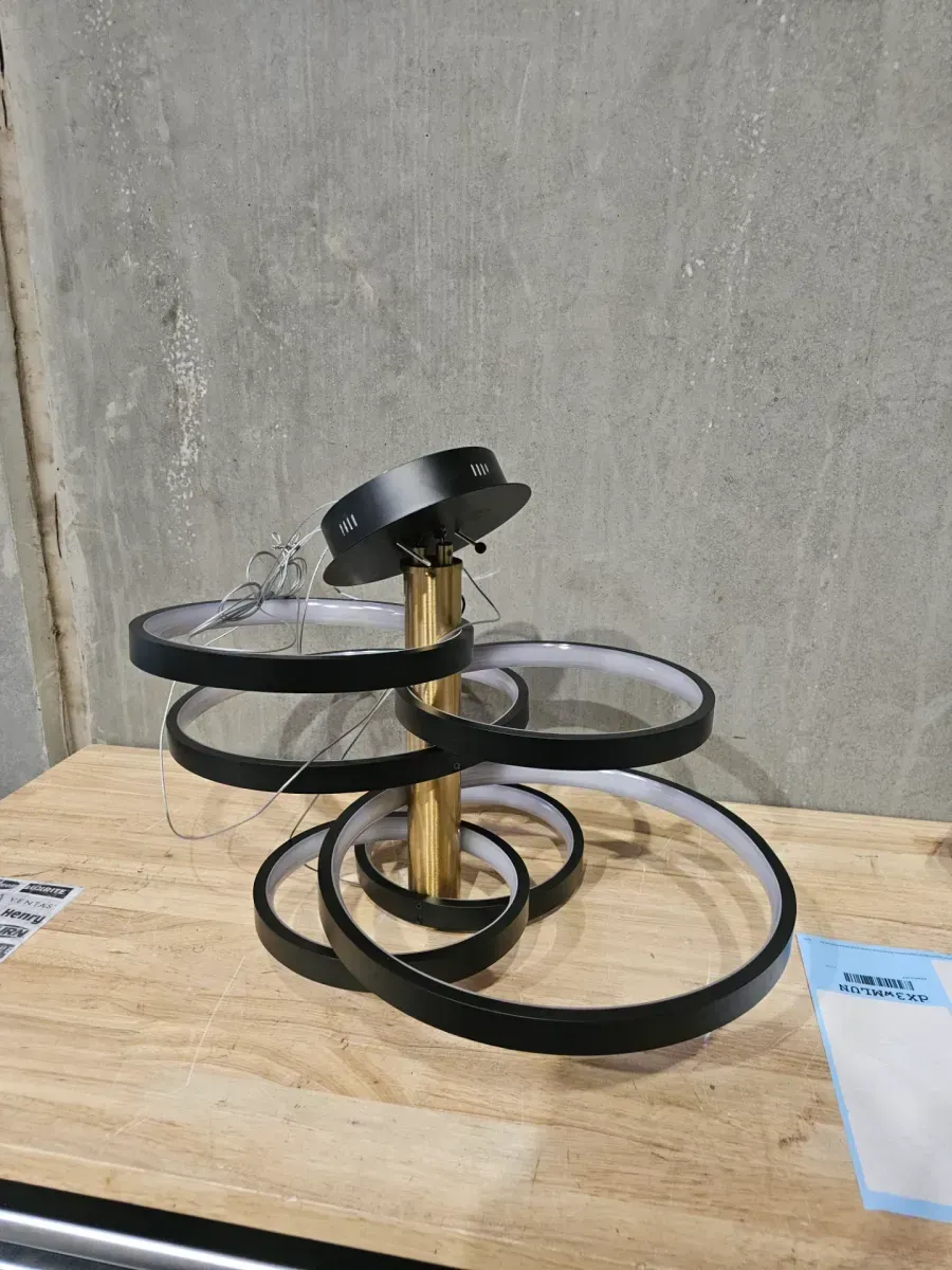 26 in. Integrated LED Black and Gold Ringed Pendant Light Fixture - image 2