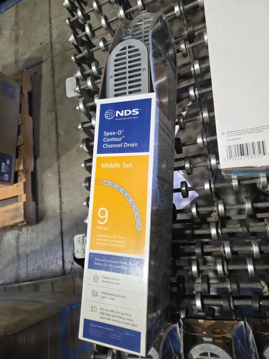 4" Spee-D Contour Channel Drain Middle Section and Gray Grate 9 Piece Kit - image 4