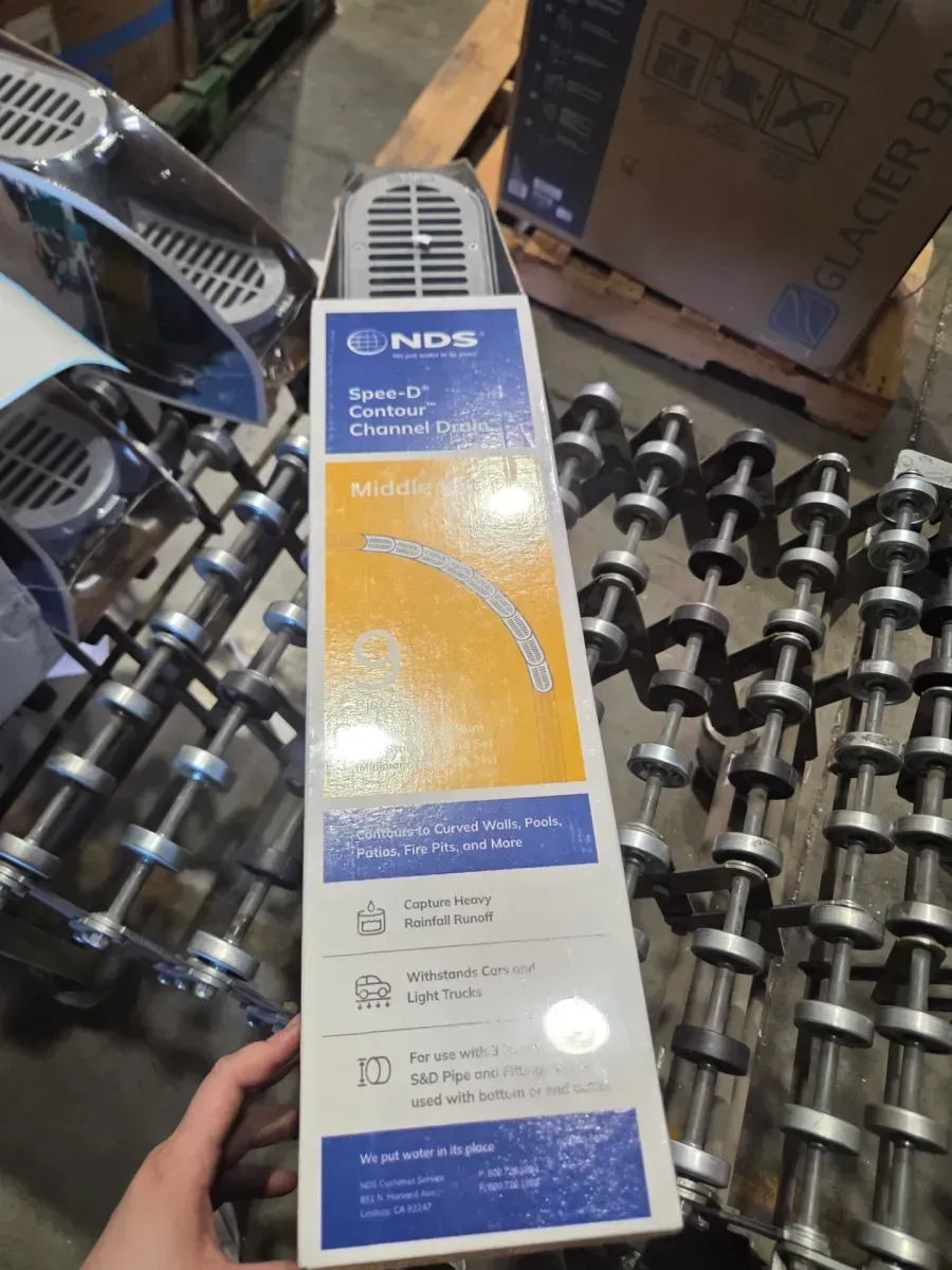 4" Spee-D Contour Channel Drain Middle Section and Gray Grate 9 Piece Kit - image 4