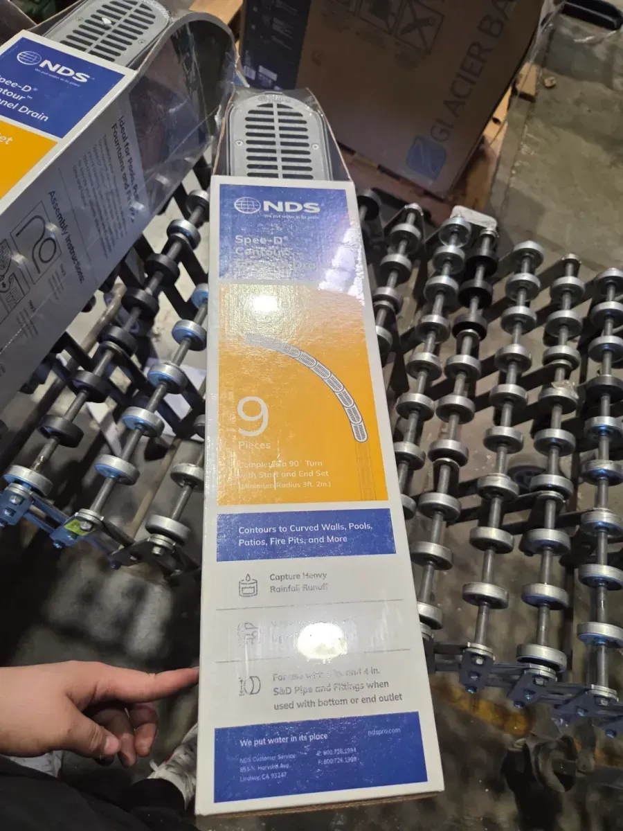 4" Spee-D Contour Channel Drain Middle Section and Gray Grate 9 Piece Kit - image 4