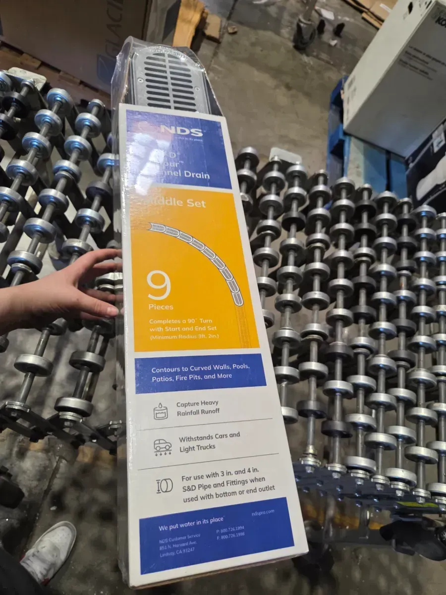 4" Spee-D Contour Channel Drain Middle Section and Gray Grate 9 Piece Kit - image 2