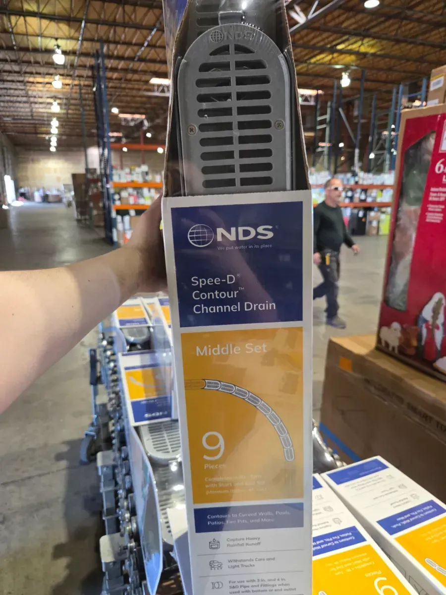 4" Spee-D Contour Channel Drain Middle Section and Gray Grate 9 Piece Kit - image 4