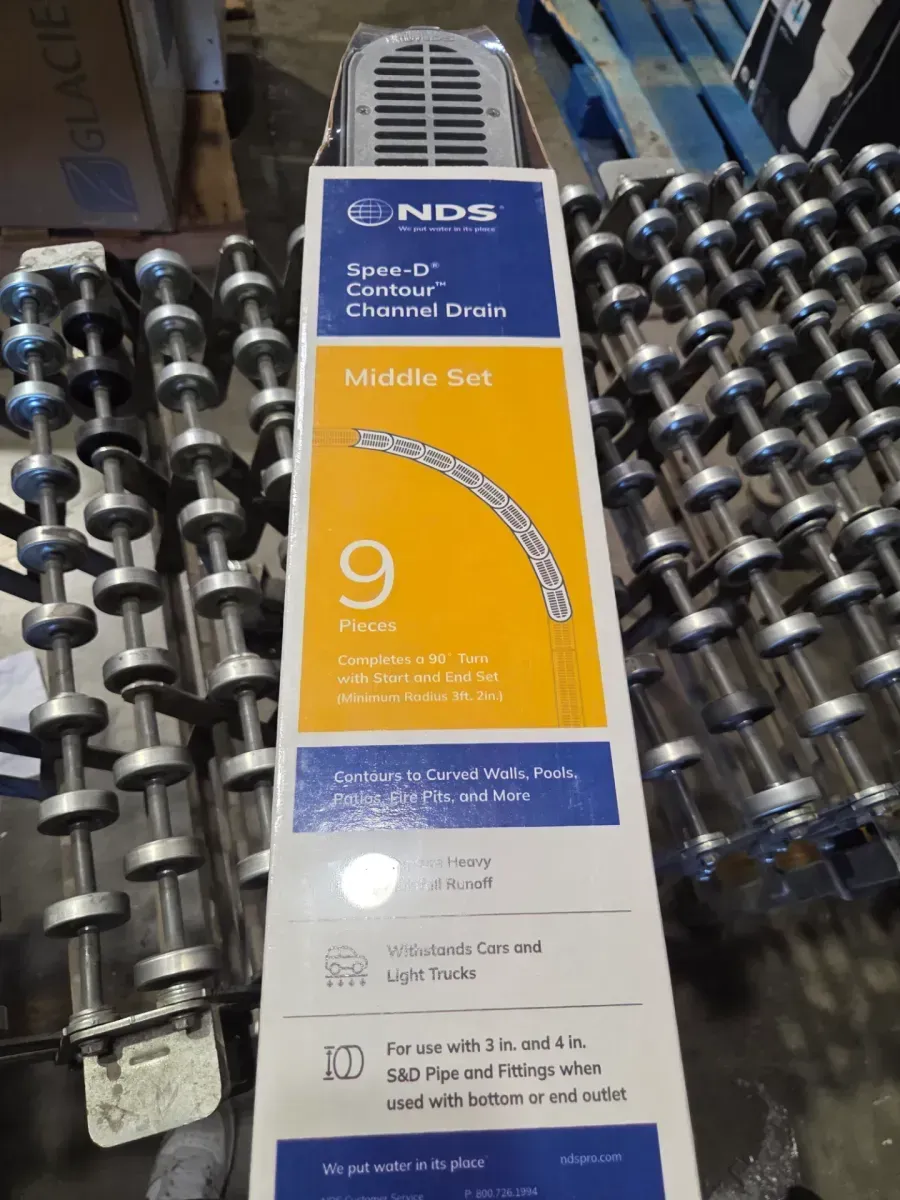 4" Spee-D Contour Channel Drain Middle Section and Gray Grate 9 Piece Kit - image 2