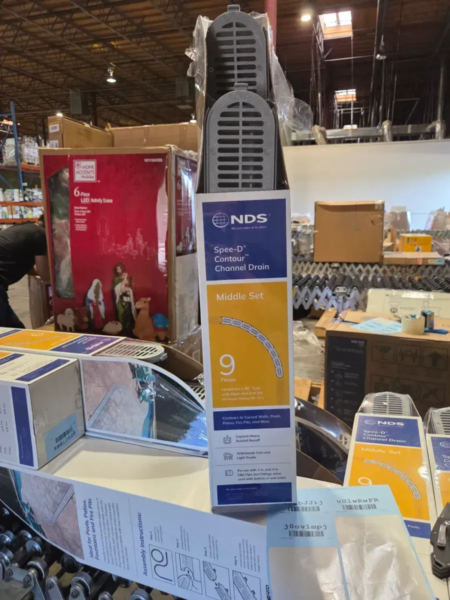 4" Spee-D Contour Channel Drain Middle Section and Gray Grate 9 Piece Kit - image 4