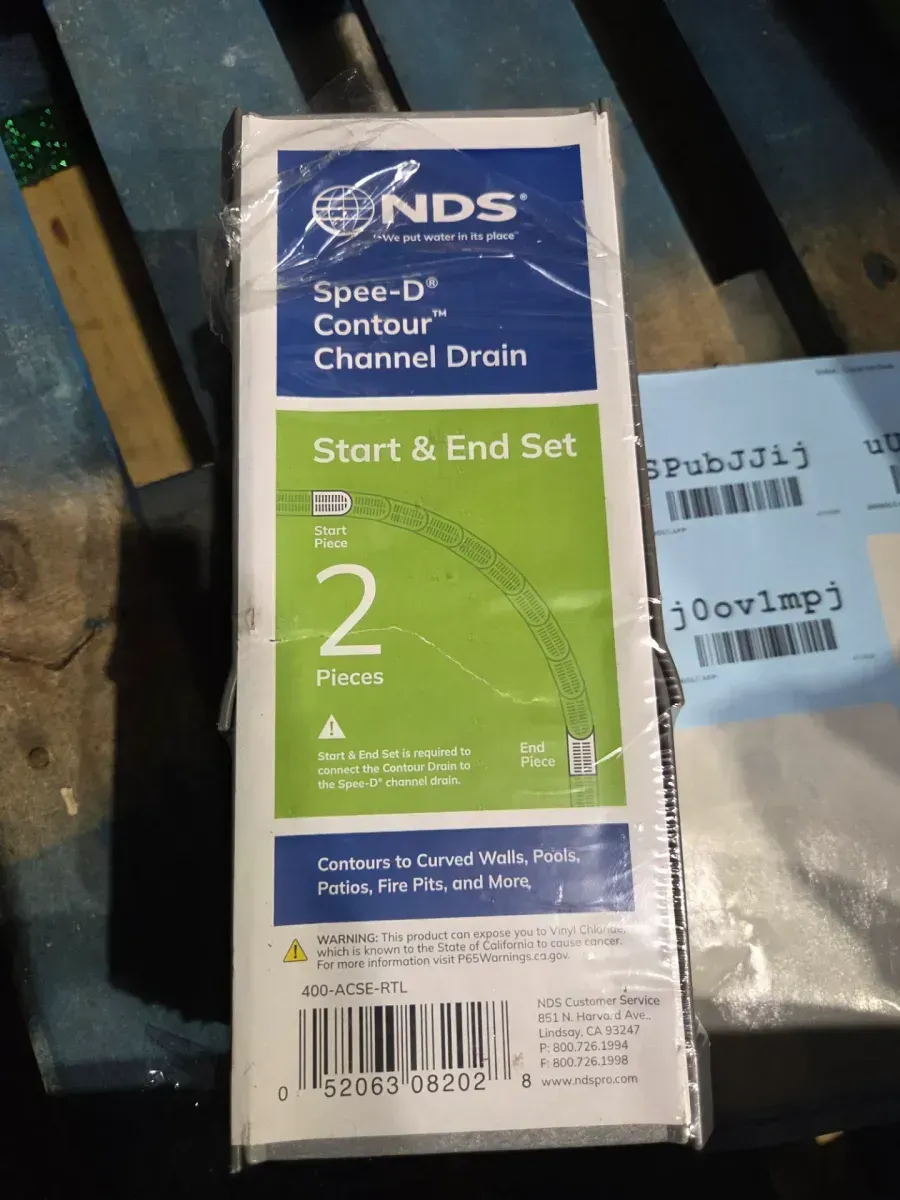 4" Spee-D Contour Channel Drain Kit with Start and End Sections, Two Channel with Gray Grates - image 4