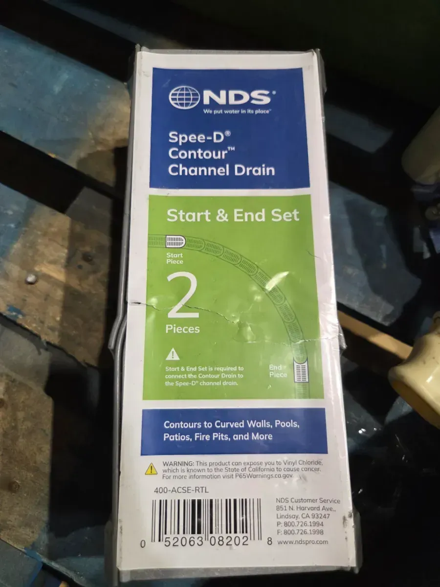 4" Spee-D Contour Channel Drain Kit with Start and End Sections, Two Channel with Gray Grates - image 2