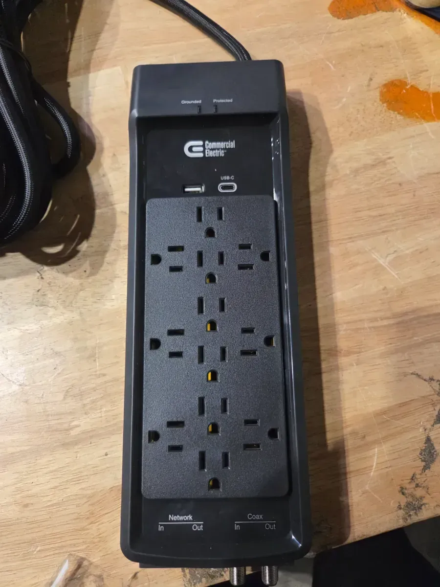 15 ft. 12-Outlet Surge Protector Braided Cord in Black - image 2