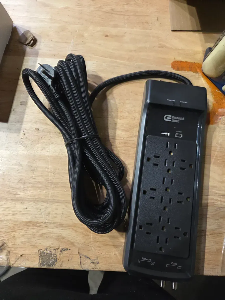 15 ft. 12-Outlet Surge Protector Braided Cord in Black - image 4