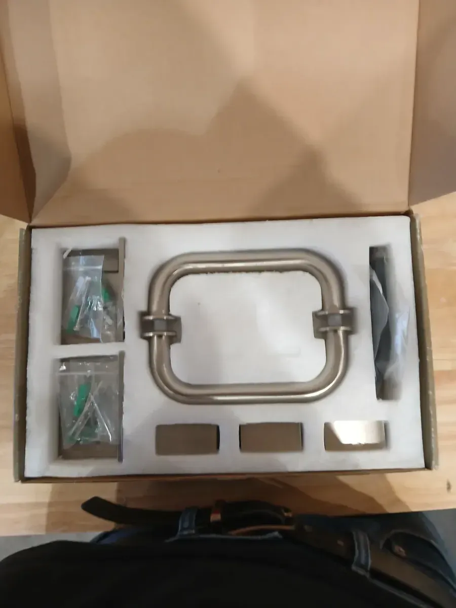 78 in. Bath Tub Glass Hinged Hardware Pack in Brushed Nickel with Knob - image 3