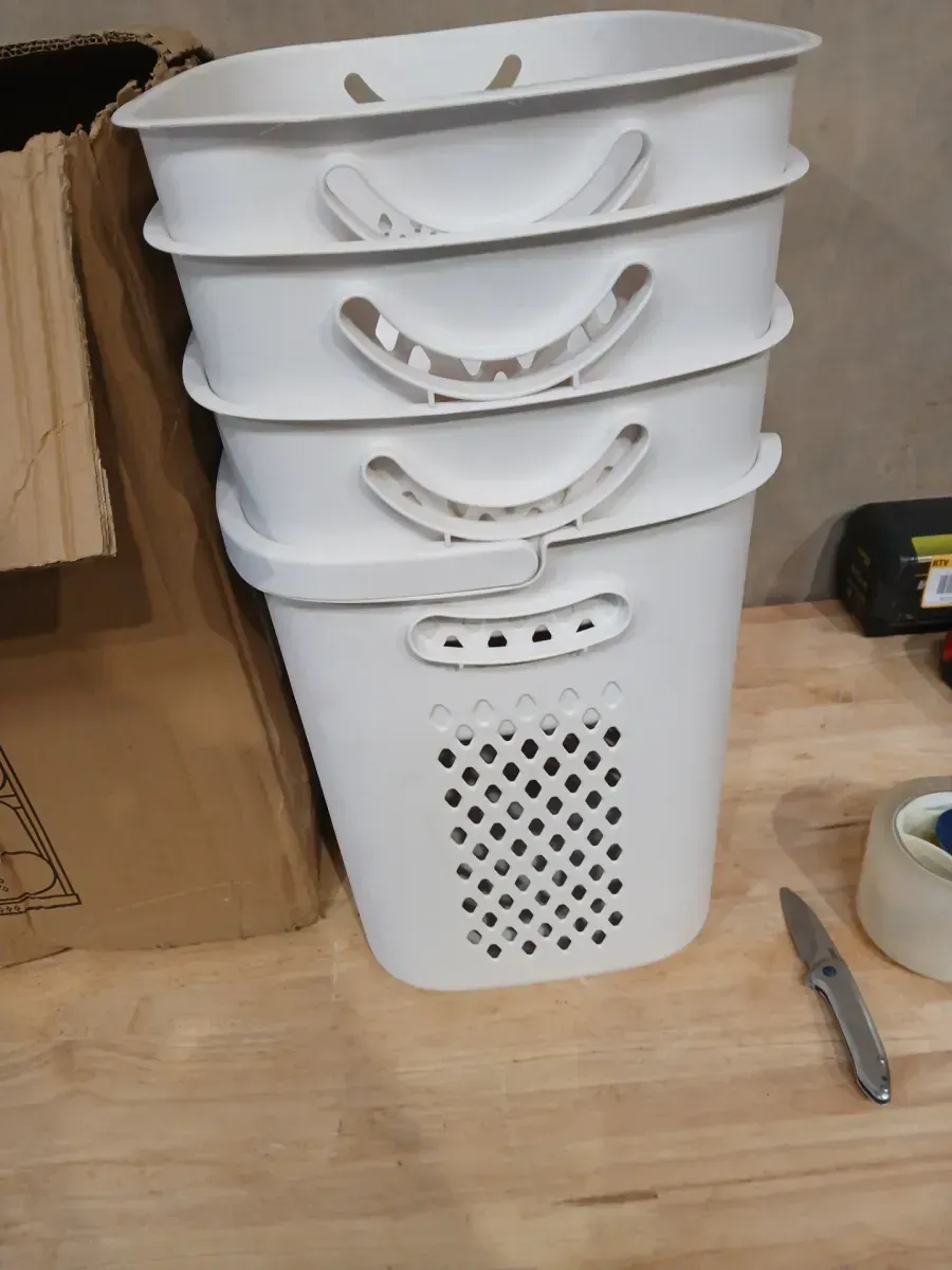 ***with no wheel set White Plastic 4 Bags 5-Tier Laundry Sorter Hamper, Laundry Storage Organizer w/Wheels Removable Rolling Laundry Basket - image 4