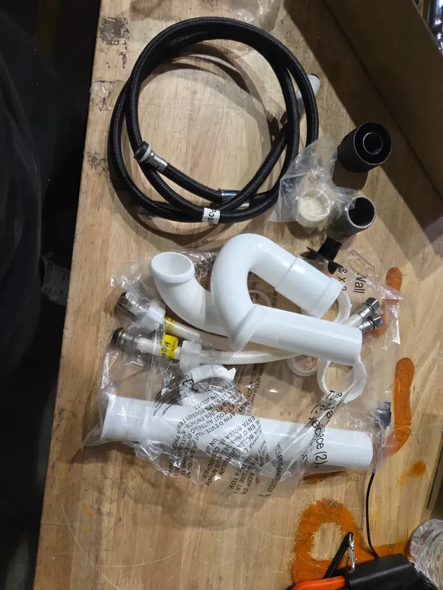 Glacier Bay 24.1 in. L x 24.1 in. W x 36.7 in. H Laundry Sink / Utility Sink Work Center in White with Pull-Out Faucet in Chrome - image 2