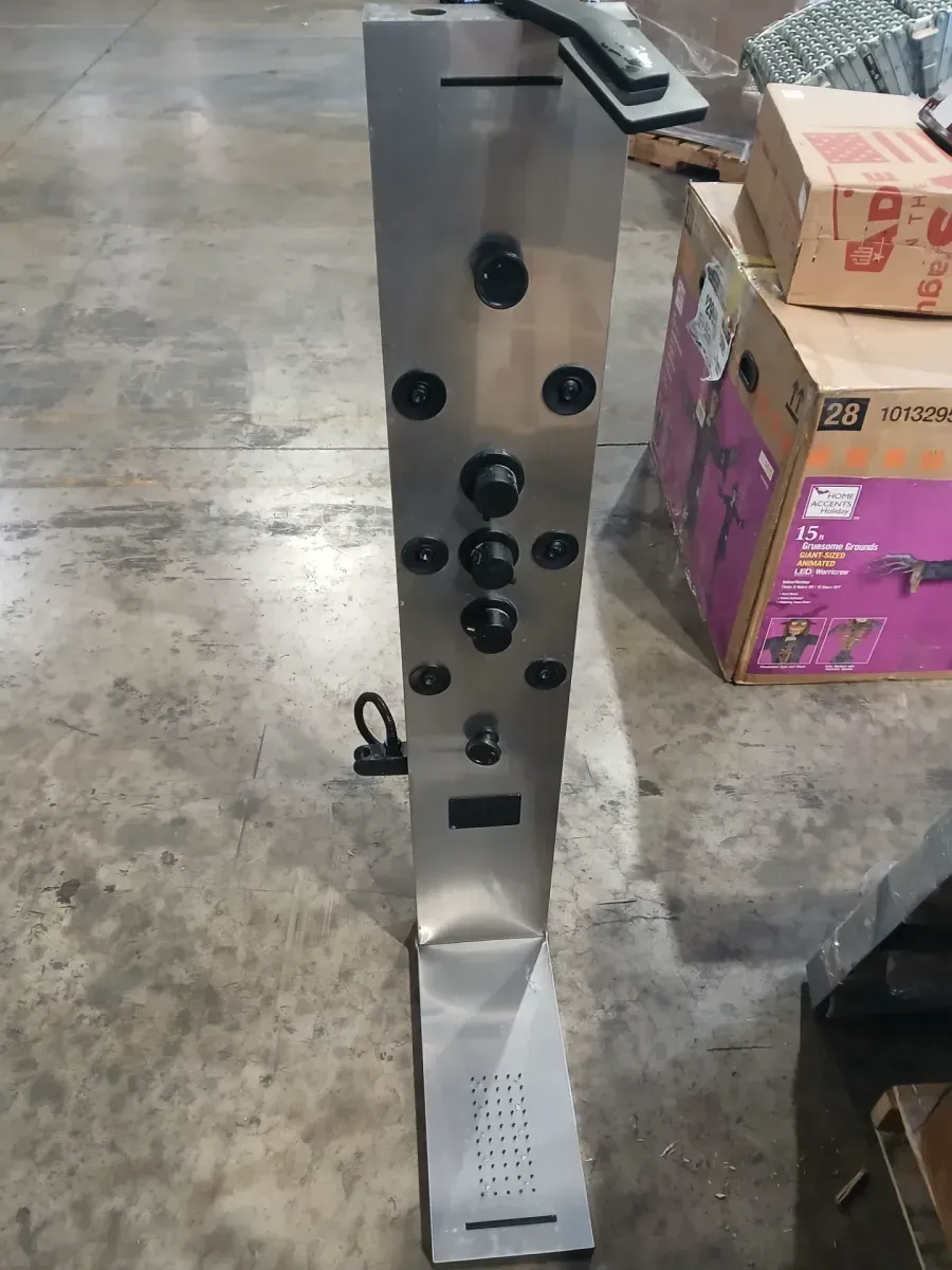 8-Jet Rainfall Shower Panel System with Rainfall Waterfall Shower Head, Shower Wand and LED Light in Black Nickel - image 2