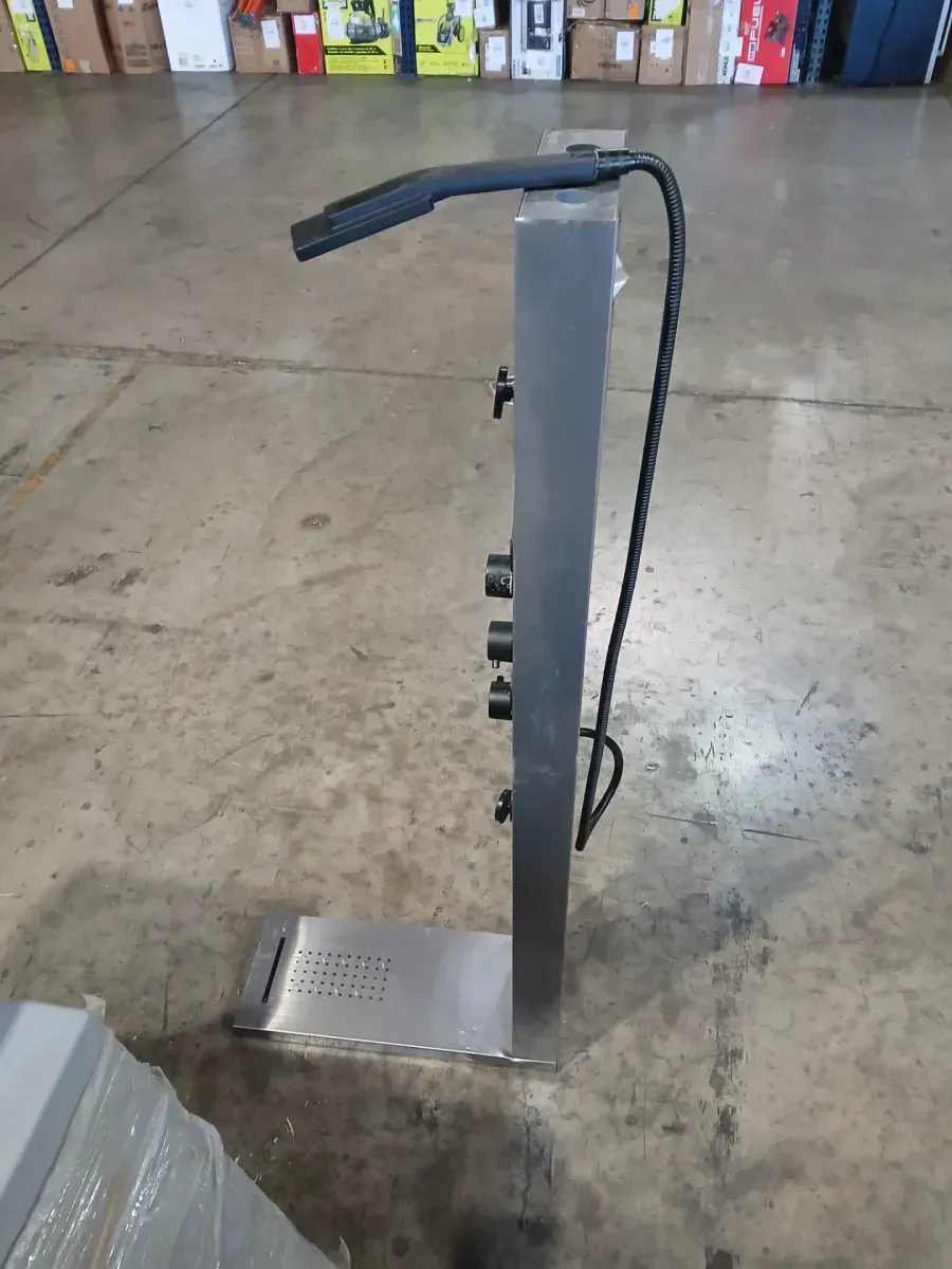 8-Jet Rainfall Shower Panel System with Rainfall Waterfall Shower Head, Shower Wand and LED Light in Black Nickel - image 5