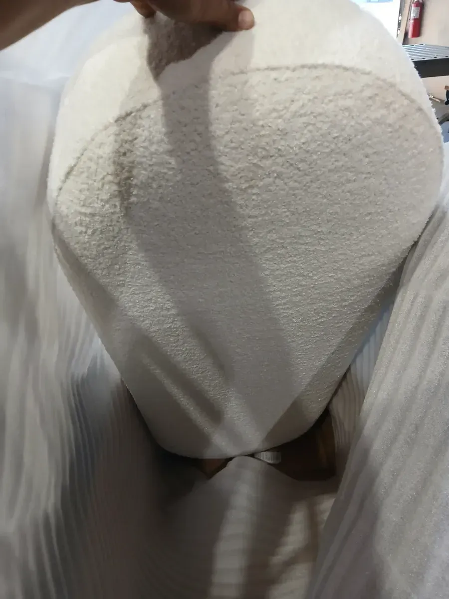 43.5 in. Cream Set of 3 U-Shaped Teddy Ottoman Bench 2 Small Sofa Footrest Extra Seating Bench and Ottoman Vanity Stools - image 3