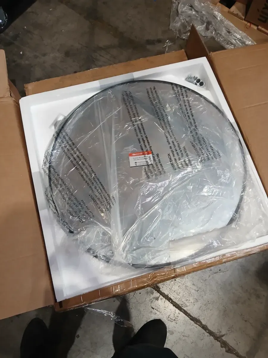 30 in. W x 30 in. H Surface Mount Round Circle Bathroom Metal Framed Medicine Cabinet with Mirror in Matt Black - image 3