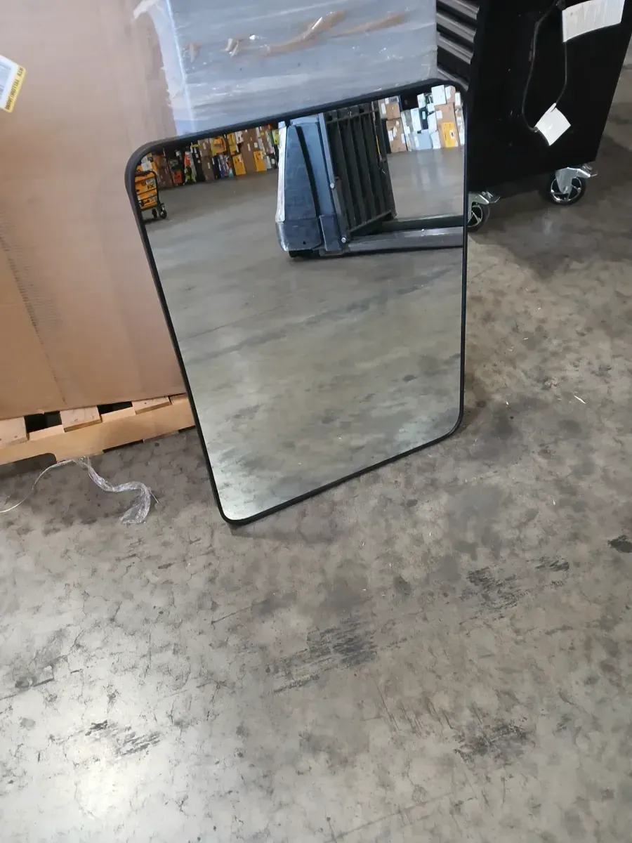 24 in. W x 30 in. H Rectangular Aluminum Framed Wall Bathroom Vanity Mirror in Black (Screws Not Included) - image 3