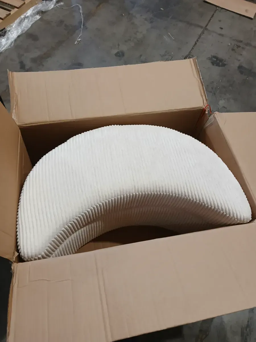 Modern Gray Chenille Half Crescent Moon Storage Ottoman (Set of 1) - image 3