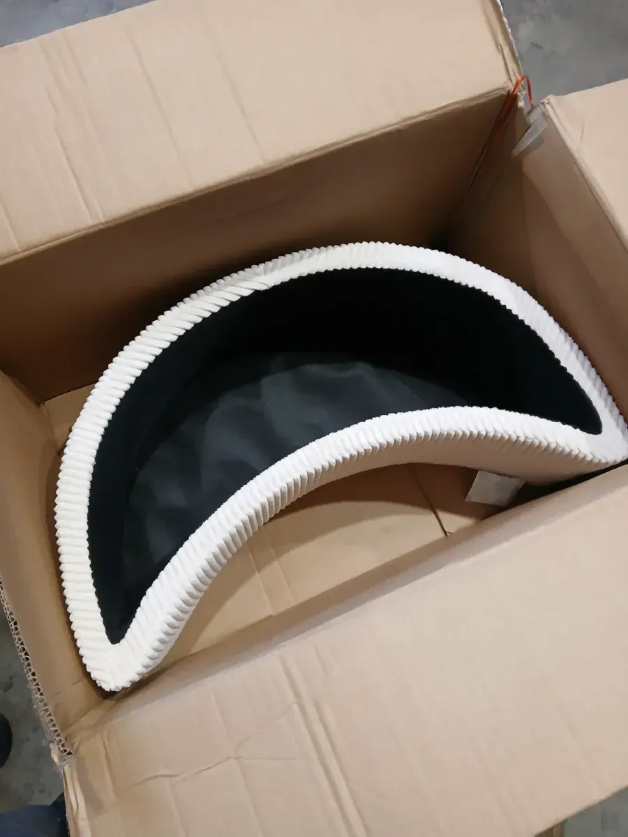 Modern Gray Chenille Half Crescent Moon Storage Ottoman (Set of 1) - image 4