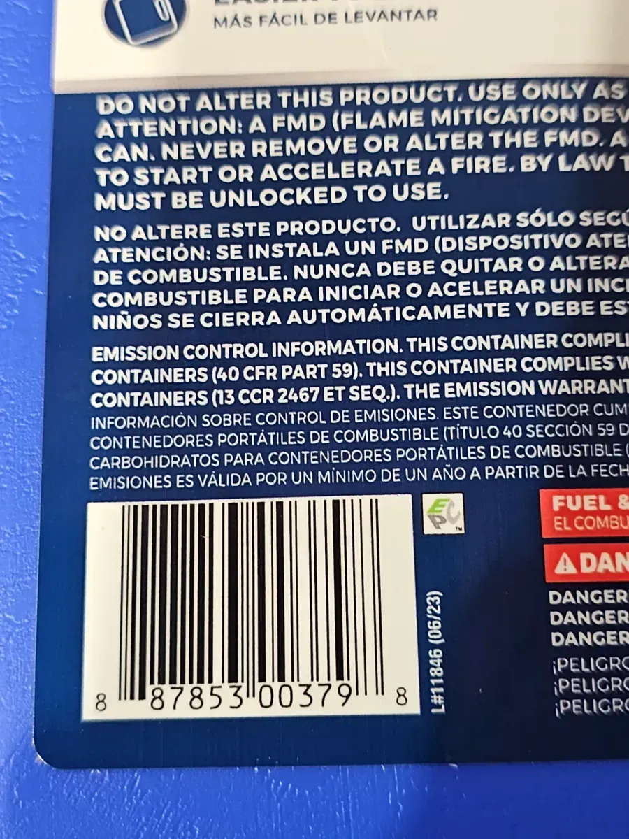 5 Gal. Smartcontrol Kerosene Can with Rear Handle, Blue Fuel Container - image 4