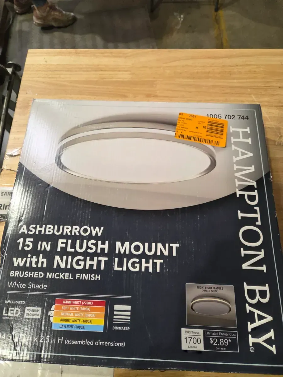 Ashburrow 15 in. Light Brushed Nickel Adjustable CCT Integrated LED Ceiling Flush Mount Fixture with Night Light - image 3