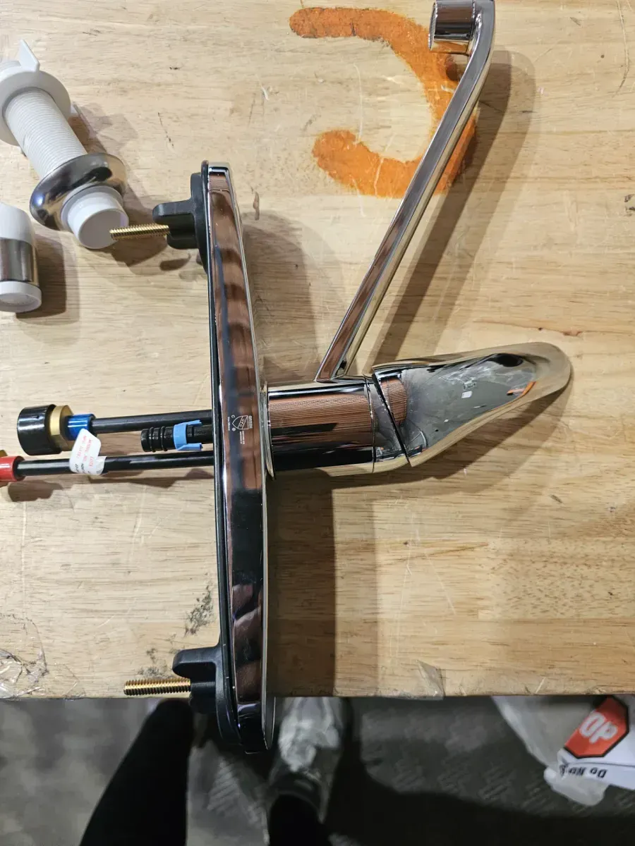 Single Handle Standard Kitchen Faucet in Chrome with White Side Sprayer - image 3