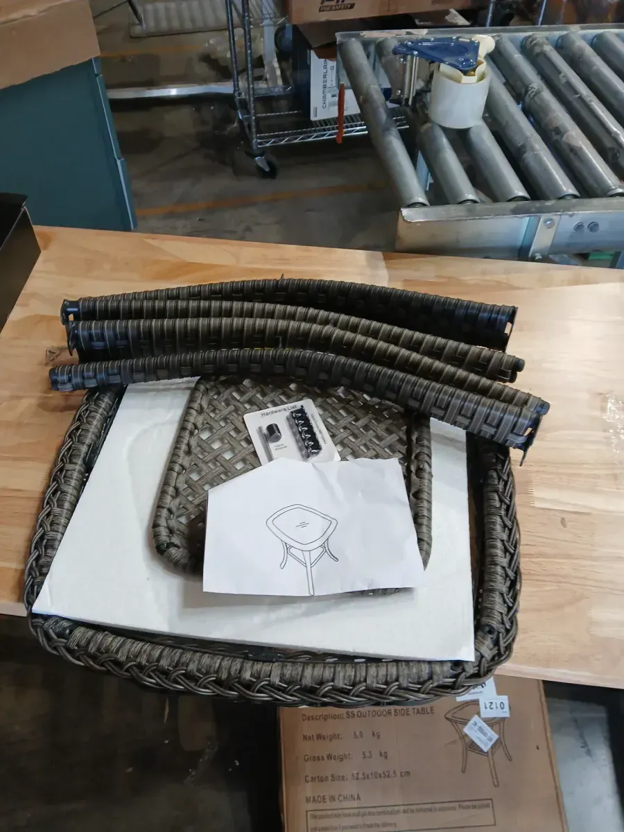 All-Weather Wicker Patio Side Table with Glass Top (Carolina Brown Square Wicker Outdoor Side Table) - image 5