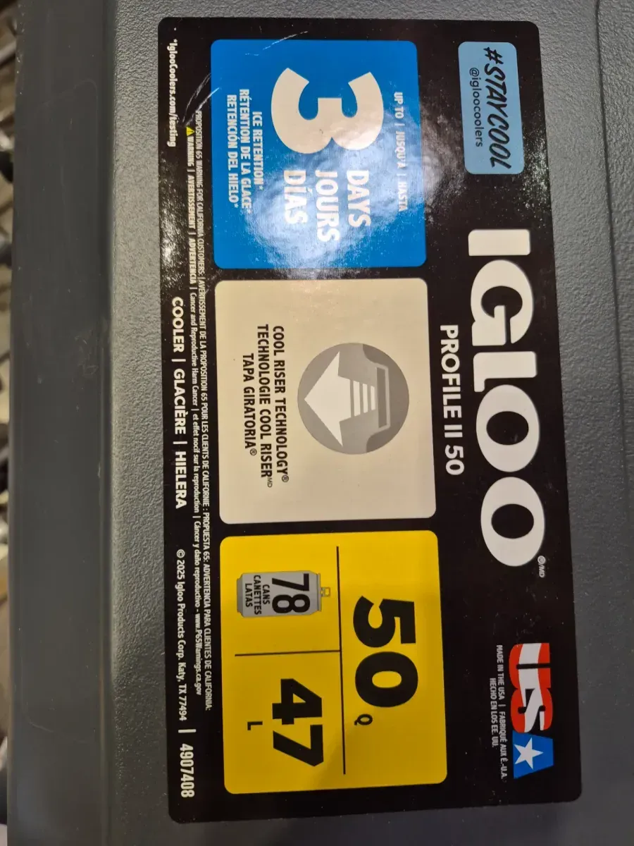 Igloo Hard Shell Cooler, Charcoal and White (Profile II 50 qt. Chest Cooler-Jet Carbon Gray) - image 3